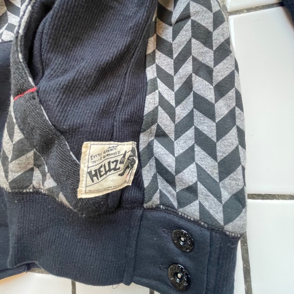 HELLZ BELLZ Punk Rocker Biker Zip Up NYC Double Hoodie Chevron Joan Jett HLZBLZ - Picture 7 of 14